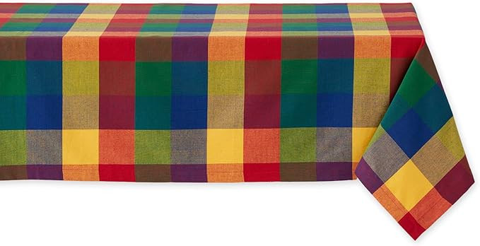 DII Checkered Tabletop Collection 100% Cotton, Machine Washable, Tablecloth, 52x52, Summer Check | Amazon (US)