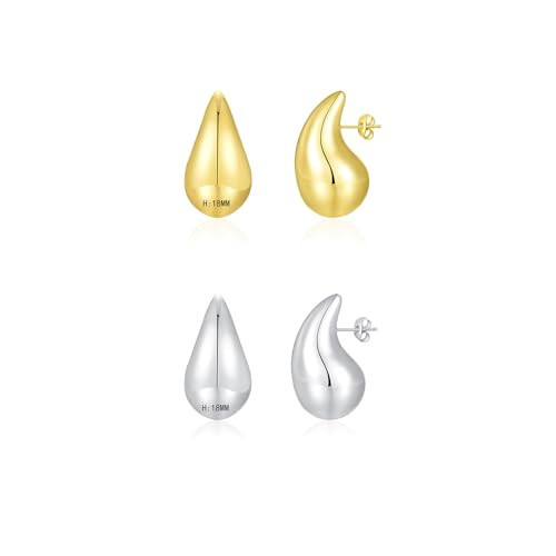 Apsvo Chunky Mini Gold Hoop Earrings for Women, Dupes Earrings Teardrop Tear Drop Earrings Lightweight Waterdrop Small Hoops, Hypoallergenic Gold Plated Earrings Fashion Jewelry | Amazon (US)