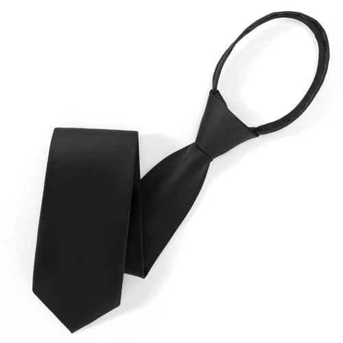 UETLRO Pre Tied Adjustable Black Zipper Ties for Men 3.15" (8CM) Womens Solid Color Necktie | Amazon (US)