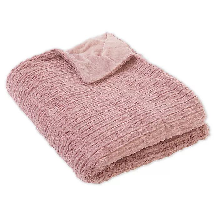 Thro By Marlo Lorenz Barnes Faux Fur Reversible Blanket in Pink | Bed Bath & Beyond