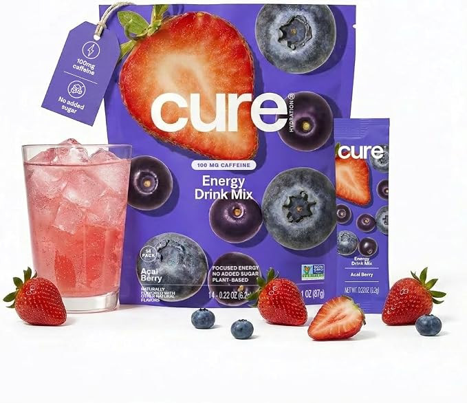 Cure Hydration Performance | Plant-Based Electrolyte Energy Drink Mix | No Added Sugar | Dehydrat... | Amazon (US)