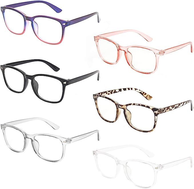MIGSIR 6 Pack Blue Light Blocking Glasses for Computer Gaming, Fashion Fake Anti Eye Strain Eyegl... | Amazon (US)