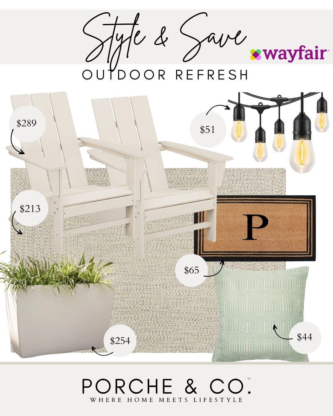 Style and save, Wayfair, Wayfair outdoor, outdoor refresh, outdoor living 
#porcheandco #moodboard #visionboard

#LTKStyleTip #LTKHome #LTKSeasonal