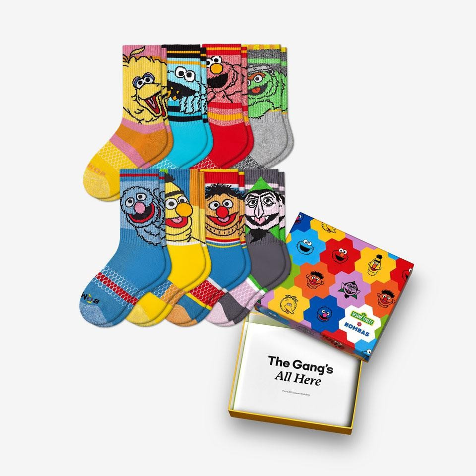 Youth Sesame Street Calf Sock 8-Pack Gift Box | Bombas