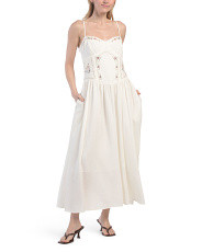 Linen Blend Sleeveless Fit And Flare Fully Lined Dress With Lace | Casual Dresses  | Marshalls | Marshalls