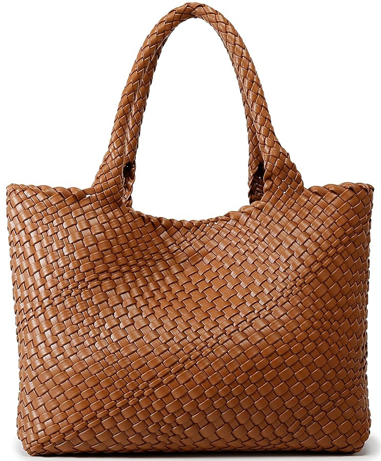 Queenoris Woven Bag for Women, Fashion Top Handle Shoulder Handbag Vegan Leather Shopper Purses L... | Amazon (US)