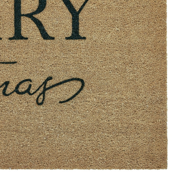 My Texas House Merry Christmas Black/Natural Holiday Outdoor Non-Slip Coir Doormat, 18" x 30" | Walmart (US)