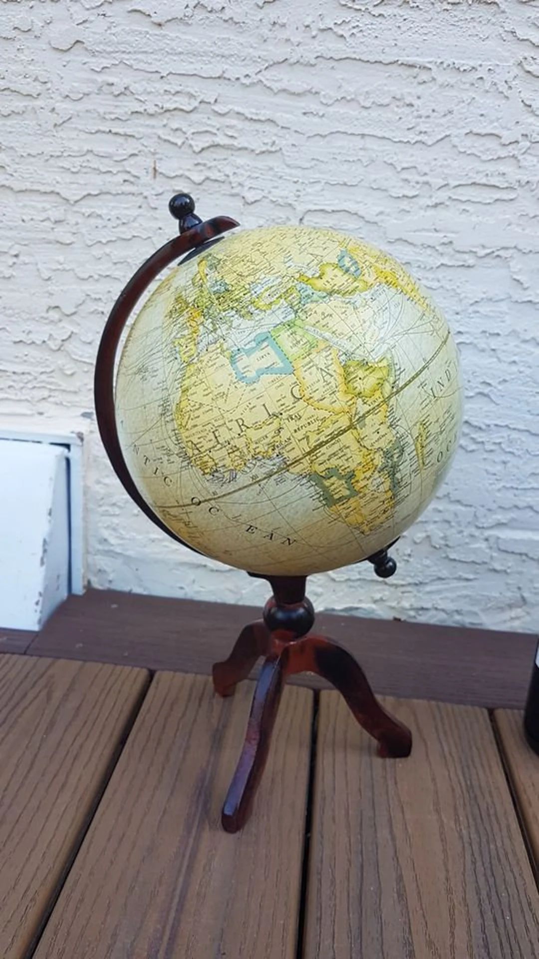 Vintage Terrestre World Table Globe on Tripod Iron Stand - Etsy | Etsy (US)