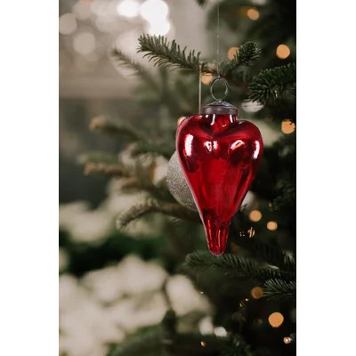 The Holiday Aisle® Set Of 4 Antique Red Glass Heart Ornaments, Valentine Heart Ornaments, Ornaments For Holiday Decor, Hang On Christmas Tree, Valenti | Wayfair North America
