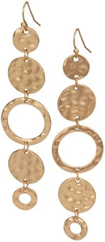 Handmade Matte Textured Boho 5 Circle Dangle Earrings or Women | Amazon (US)