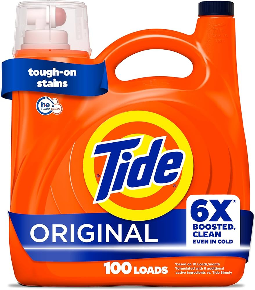 Tide Liquid Laundry Detergent, Original Scent, 125 fl oz, 100 Loads, Boosted Clean Even in Cold W... | Amazon (US)