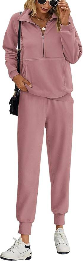 PRETTYGARDEN Long Sleeve Half Zip Sweatsuits Women 2 Piece Outfit Fall 2024 Casual Sweatshirt Swe... | Amazon (US)