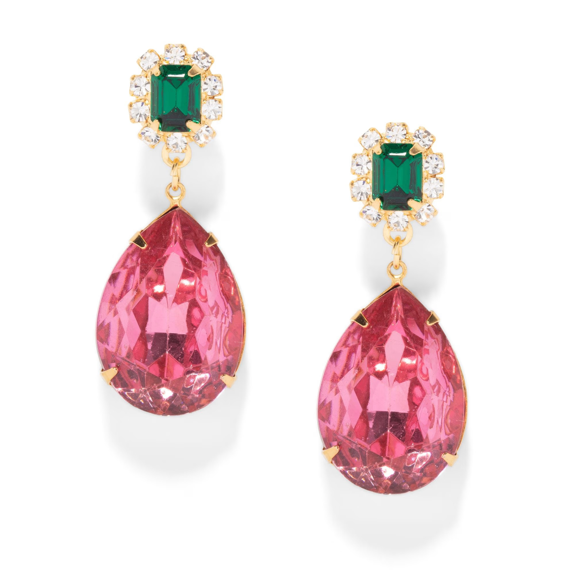 The Pink Reef Austria Earring In Emerald & Pink | Wolf & Badger