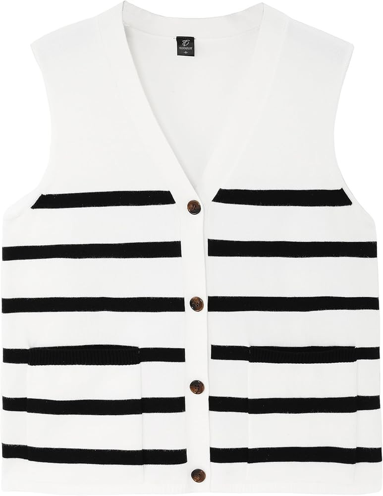 Totatuit Women's Sweater Vests Striped Lightweight Knit Tank Top Trendy Sweater Vest for Women wi... | Amazon (US)