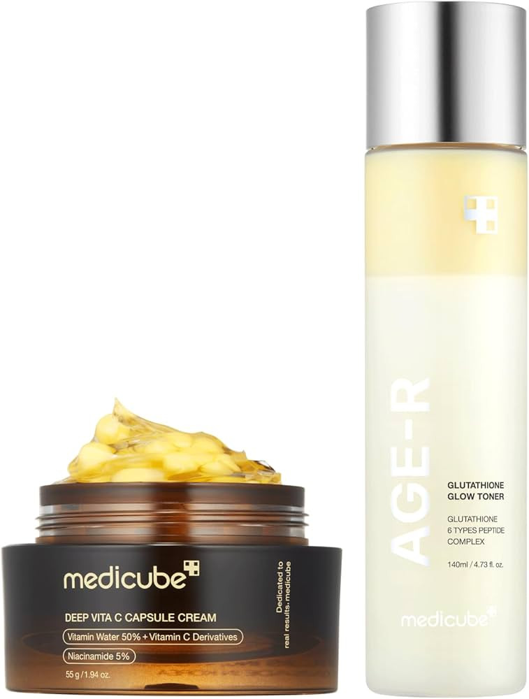 medicube All Over Glow Skin Duo: Deep Vitamin C Golden Capsule Face Moisturizer and Age-R Glutath... | Amazon (US)