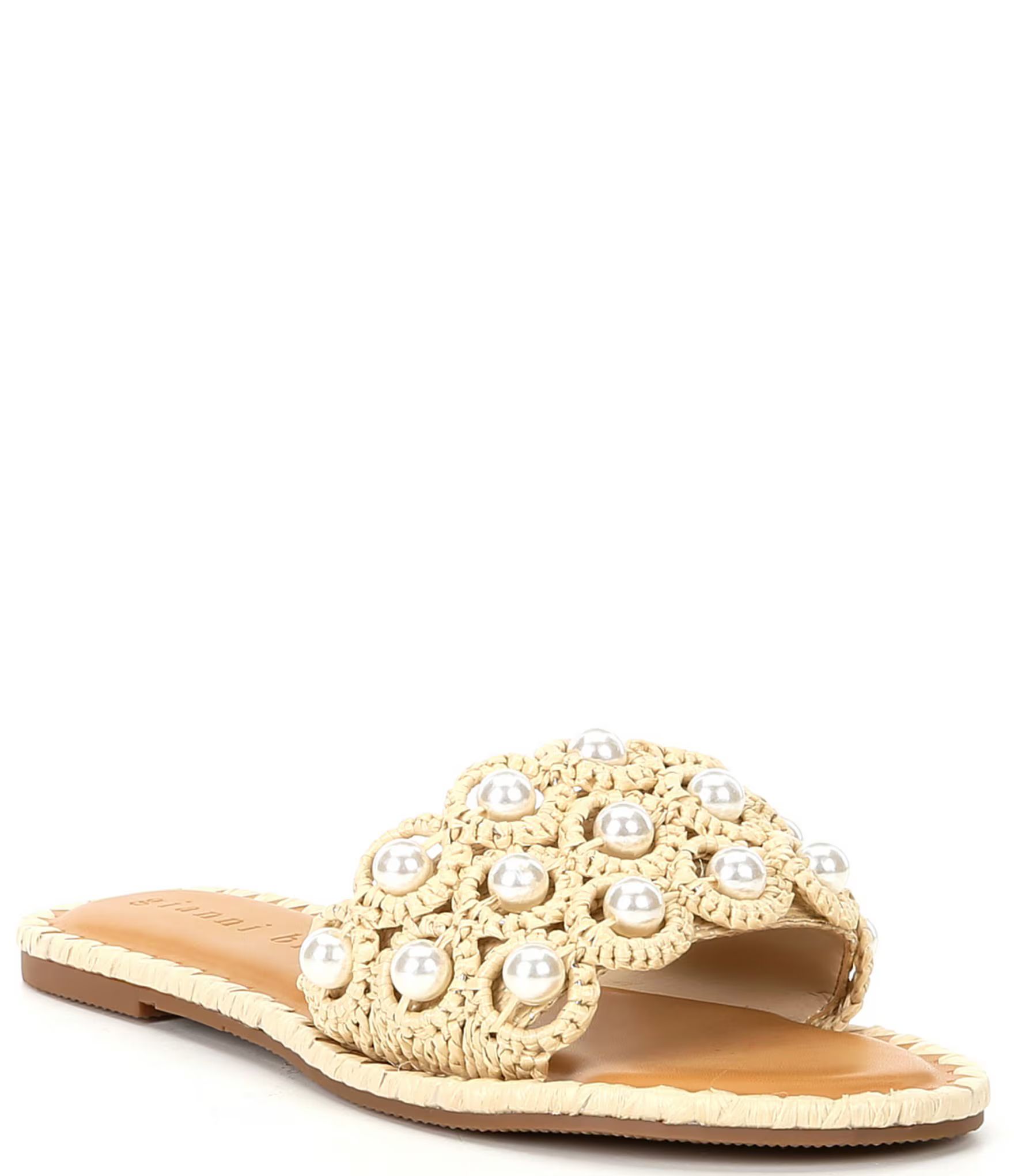 Gianni Bini Justise Raffia Pearl Flat Sandals | Dillard's | Dillard's