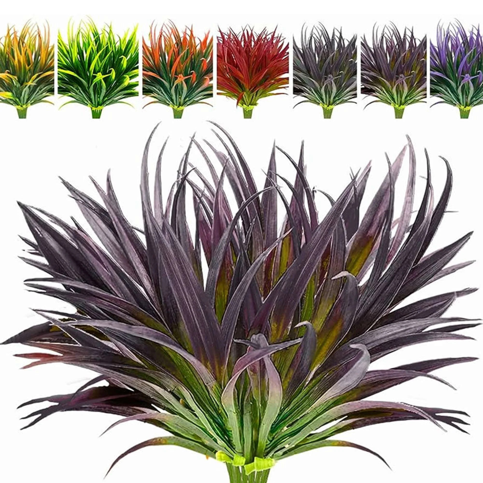 Spencer 4Pcs Artificial Grass Plants Bushes 17in Faux Plastic Grass Fake UV Resistant Greenery St... | Walmart (US)