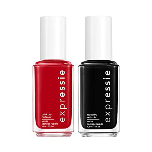 Essie Expressie Quick Dry Nail Polish Best Sellers Set, Seize The Minute, Red Nail Polish, Now Or Never, Black Nail Polish, Gifts For Women And Men, 0.33 Oz Each | Amazon (US)