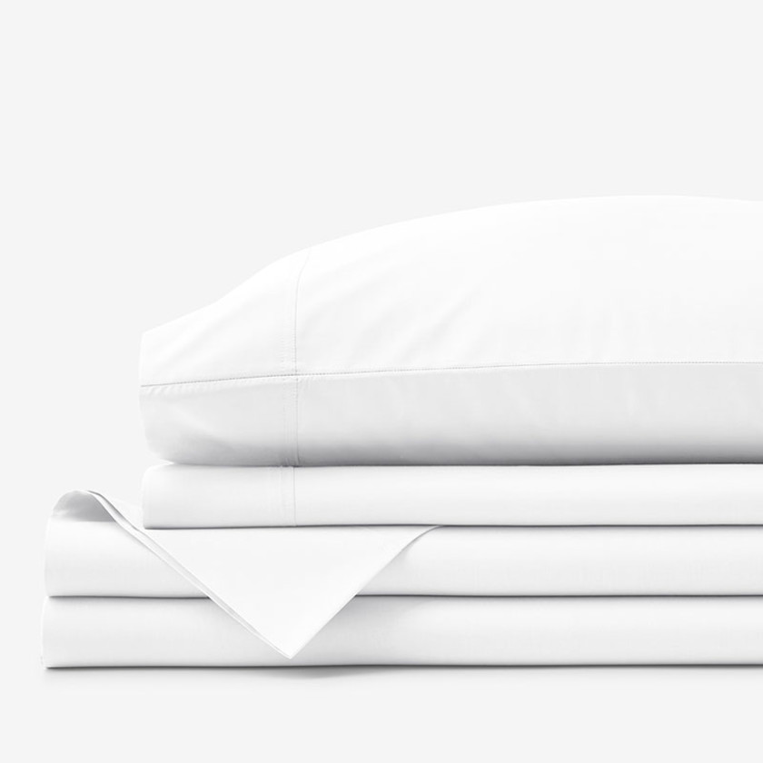 Premium Cool Supima® Cotton Percale Bed Sheet Set - White, Size California King | The Company Store | The Company Store