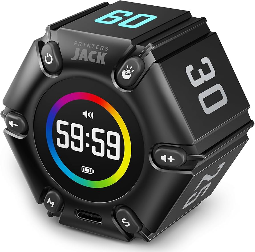 Jack Pomodoro Timer - Productivity Cube, Visual Focus Timer, Mute & Vibration & Adjustable Sound ... | Amazon (US)