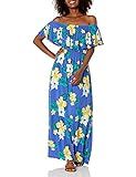 28 Palms Women's Tropical Hawaiian Print Off Shoulder Maxi Dress, Blue Floral, X-Small | Amazon (US)