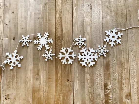 Snowflake Wood Banner Small & Big flakes | Etsy | Etsy (US)