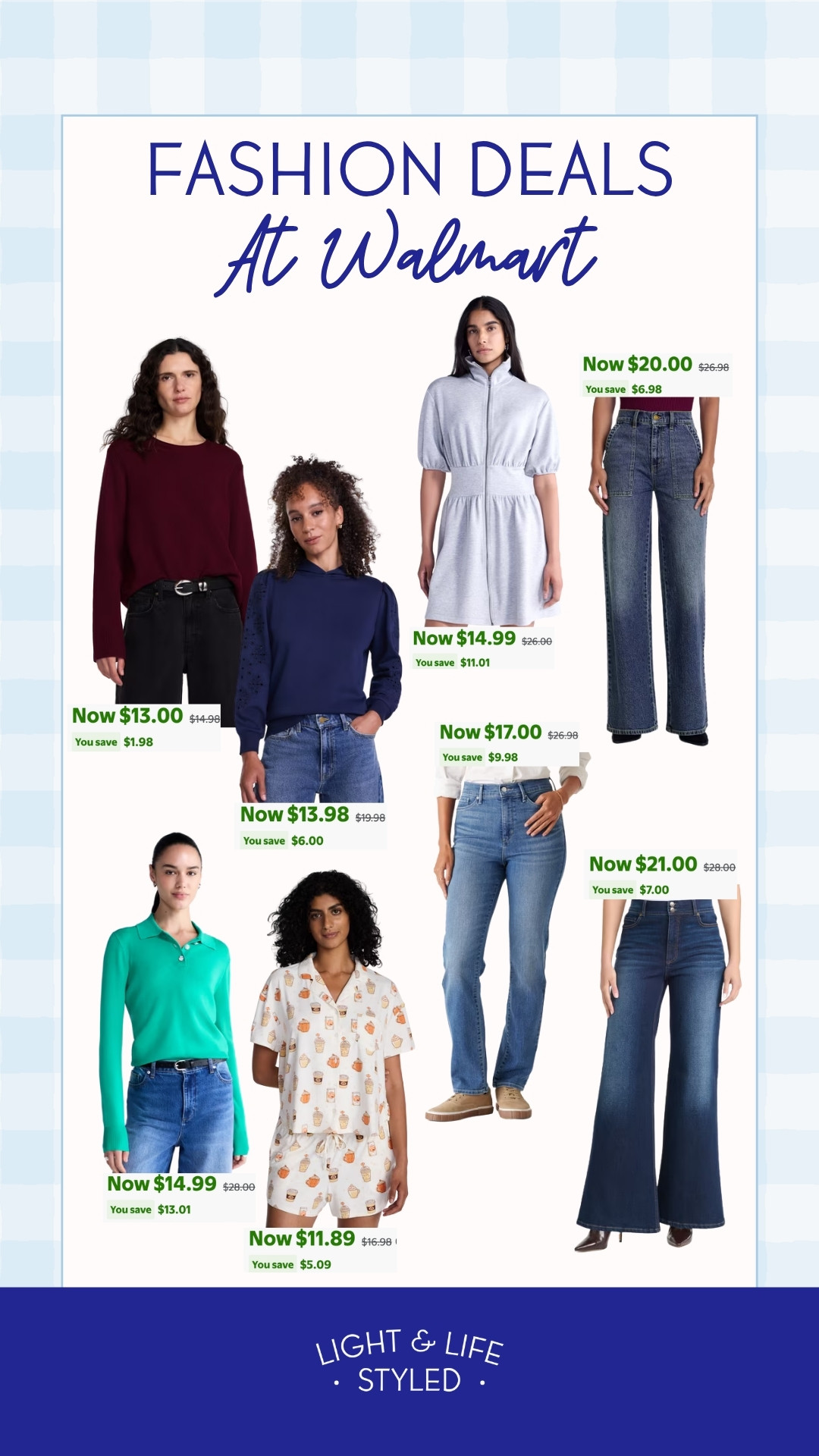 Fall wardrobe refresh for less! 🍂 These Walmart sale finds include everyday tops, a zip-front dress, jeans, and pajamas.

Walmart deals, fall fashion, fall outfit 

 #LTKootd #LTKSeasonal #LTKSaleAlert