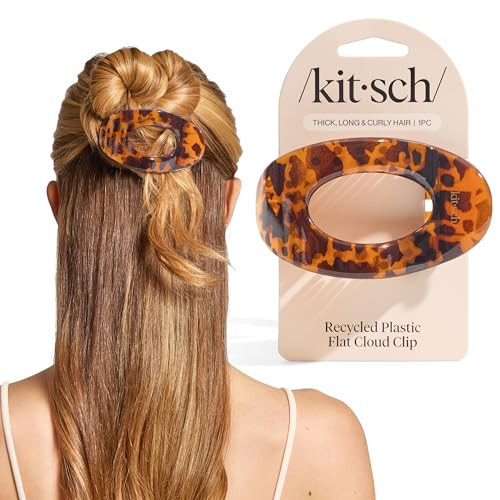 Kitsch Large Flat Claw Clips for Women - Stylish Flat Hair Clips, Strong Hold for Thick & Fine Hair | Non-Slip for Secure, Comfortable All-Day Wear | Ideal Gifts for Women - Tortoise Design | Amazon (US)