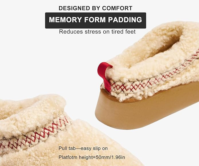 Platform Slippers for Women Mini Boots Plush Fleece Lining Fuzzy Slippers Slip on Short Ankle Com... | Amazon (US)