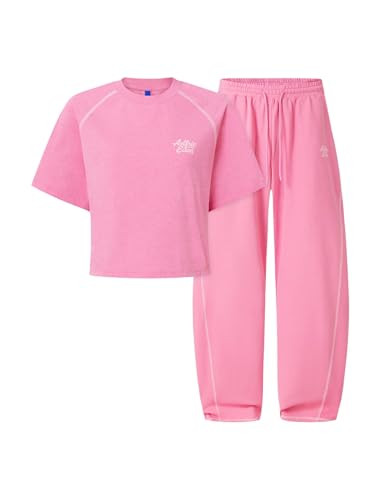 Aelfric Eden Cloud Cropped Sweat Sets Summer 2 Piece Outfits Crop Top High Waisted Baggy Barrel S... | Amazon (US)