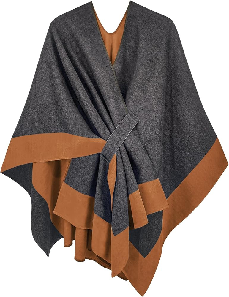 Moss Rose Women's Shawl Wrap Poncho Ruana Cape Open Front Cardigan Shawls for Fall Winter | Amazon (US)