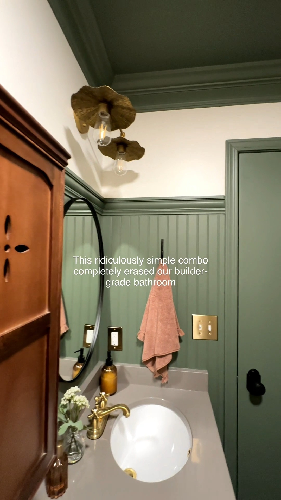 POV: you finally find a way to get rid of that builder-grade bathroom… without a full gut renovation 👀

Ceiling/wall treatments 🤝paint

We didn’t demo anything and we definitely didn’t spend thousands!

Just a few simple, affordable swaps made this space feel so much more high-end and I wish we had added more color sooner!  

If your bathroom feels basic, this is your sign you don’t need a full remodel to make a big impact.
Save this for your next budget-friendly bathroom upgrade 🤍


#LTKHome