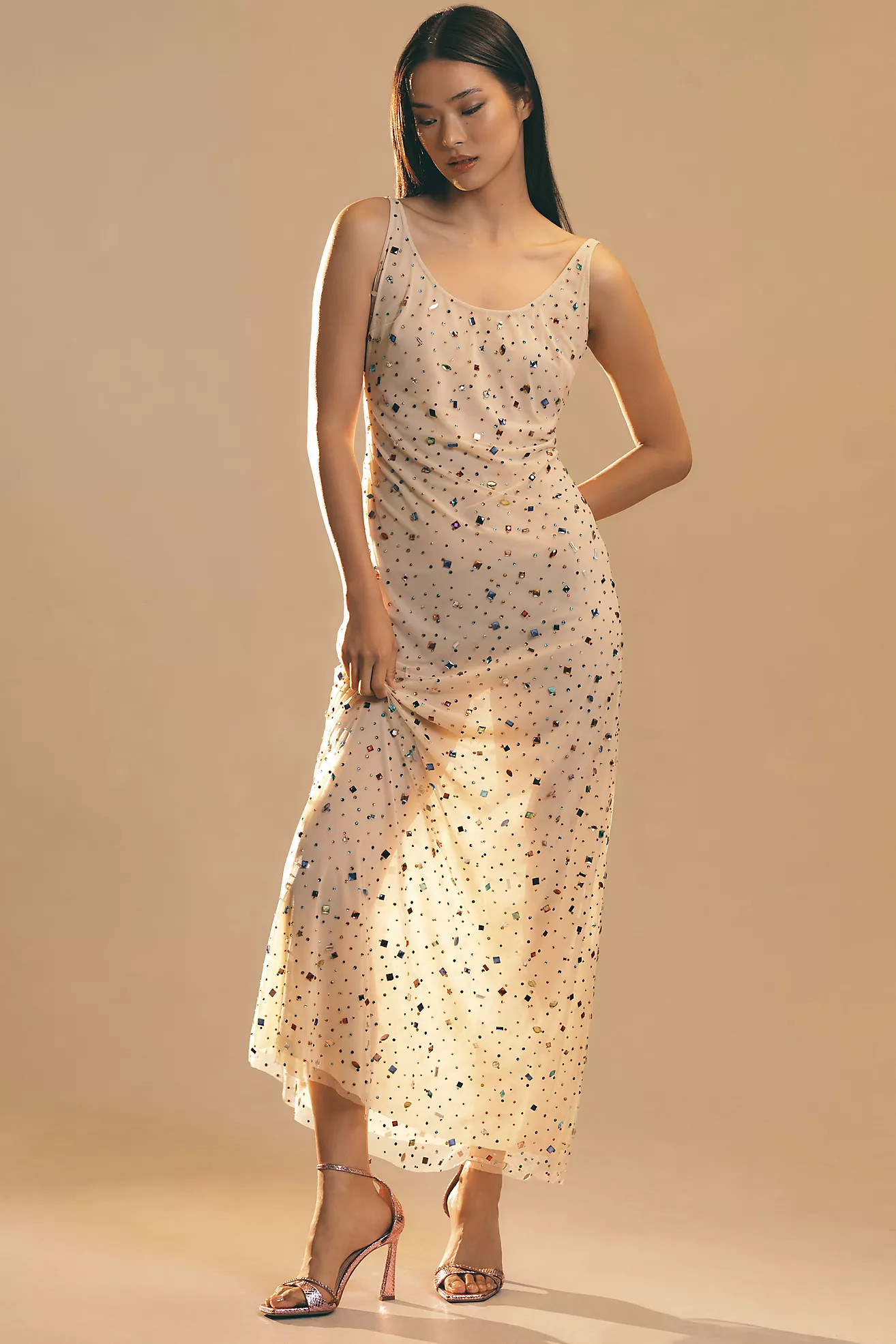 Let Me Be Bejeweled Mesh Maxi Dress | Anthropologie (US)