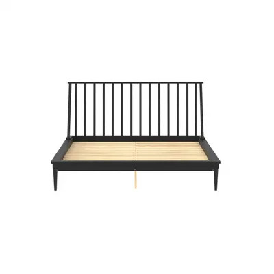 Spindle Back Solid Wood Queen Bed in Black | The Home Depot