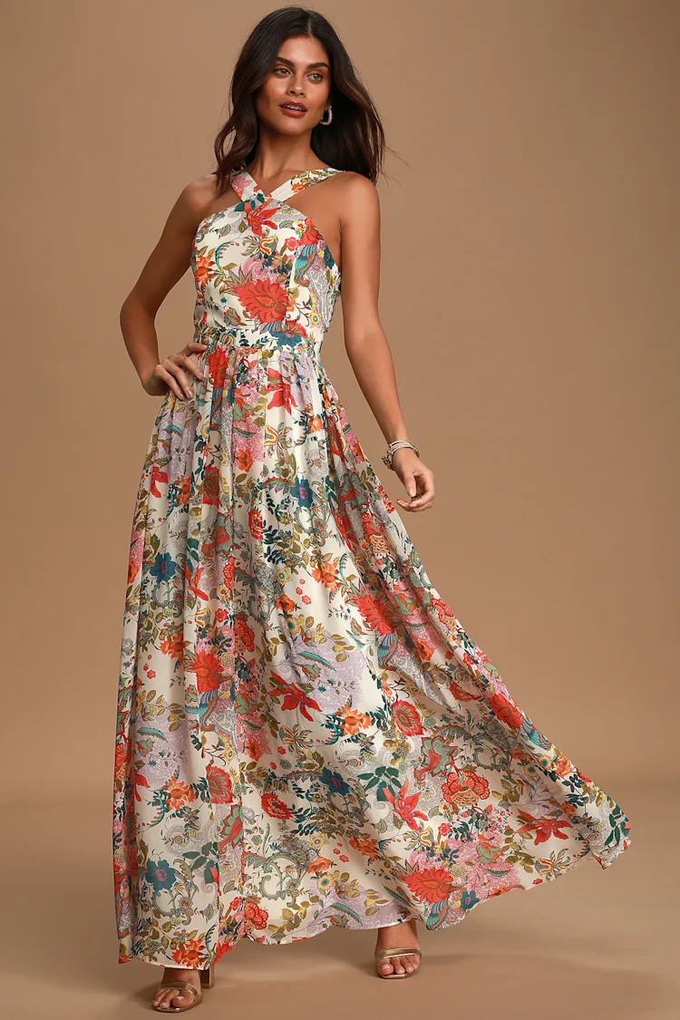Lilja Cream Floral Print Maxi Dress | Lulus (US)