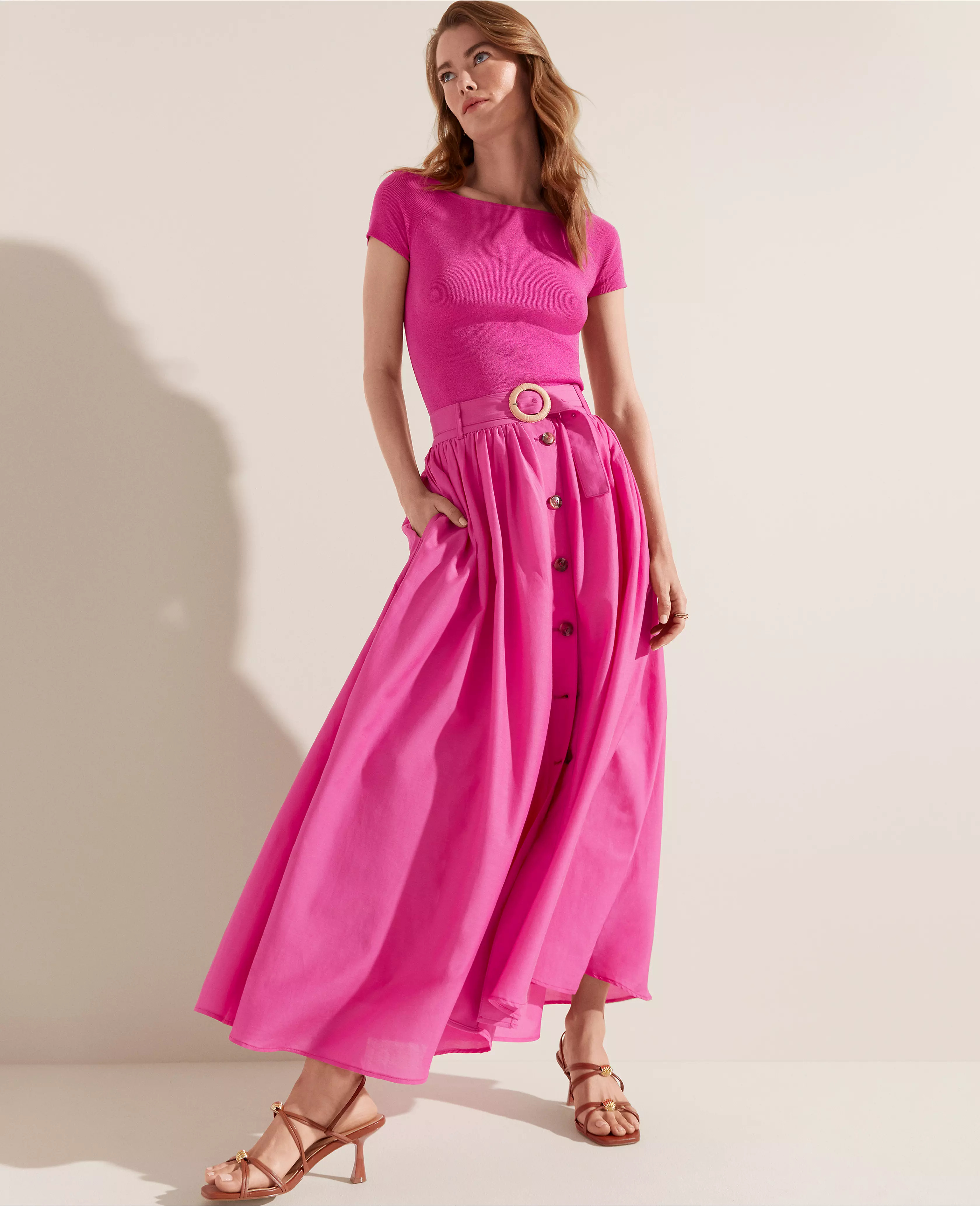 Belted Button Pocket Maxi Skirt | Ann Taylor (US)