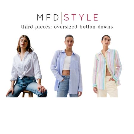 My top picks for an oversized linen or cotton button-down to add as your outfit’s third piece🤍🩵💚 perfect as a swim coverup too!