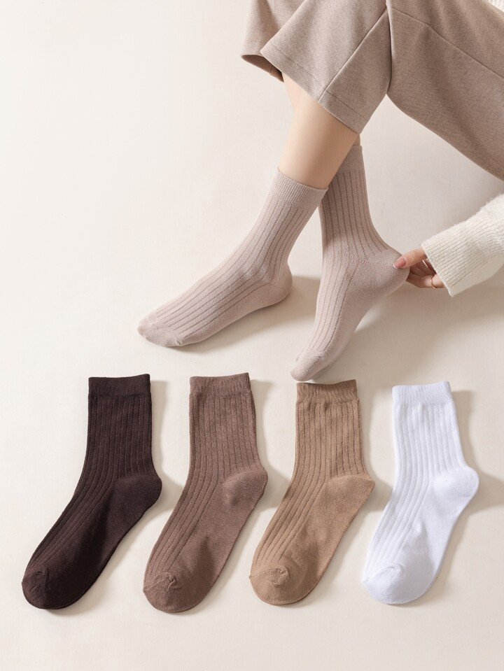 5pairs Solid Crew Socks | SHEIN