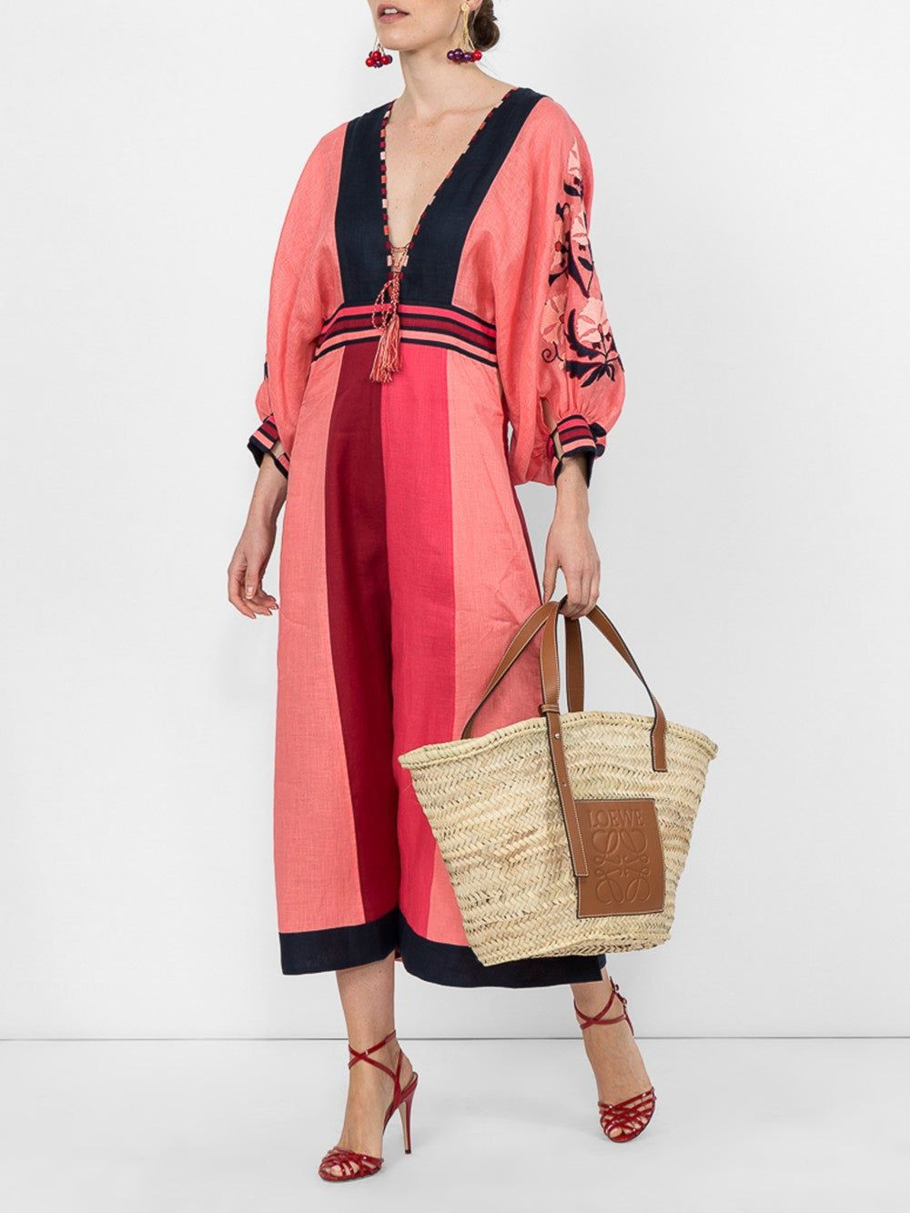 Leather Patch Raffia Straw Bag Neutral | The Webster