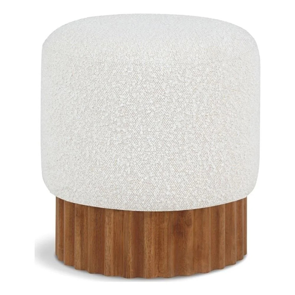 Meridian Furniture Veranda Boucle Fabric Ottoman/Stool in Cream/Brown | Walmart (US)