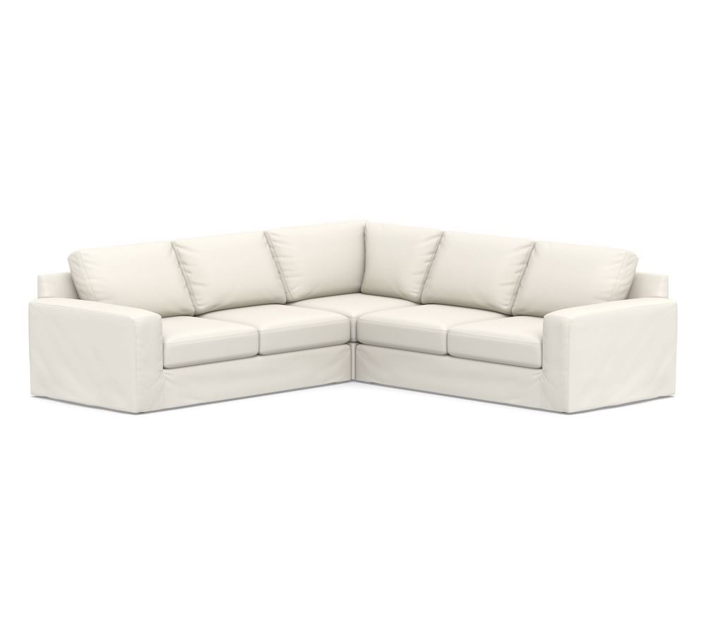 Big Sur Square Arm Slipcovered 3-Piece L-Sectional | Pottery Barn (US)