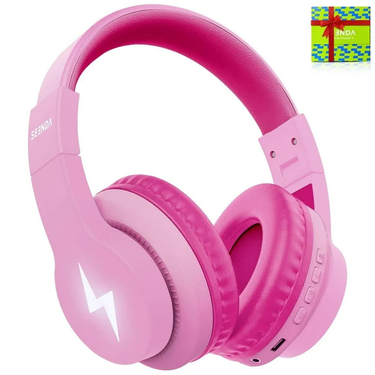 Seenda Child's Built-in Microphone Bluetooth Over-Ear Headphones, Pink & Wine | Walmart (US)