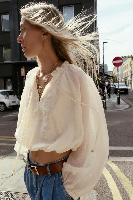 FLOWY BALLOON SLEEVE BLOUSE | Zara US