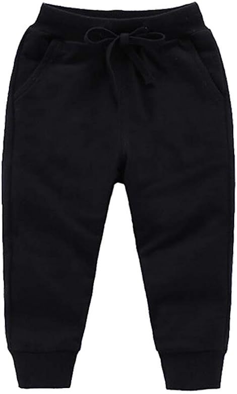 Unisex Kids Solid Cotton Drawstring Waist Pants Toddler Baby Active Sweatpants | Amazon (US)