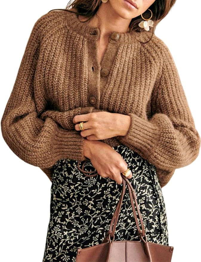 Wyeysyt Womens Cardigan Sweater Button Down Long Sleeve Chunky Soft Knit Sweater Fall Open Front ... | Amazon (US)