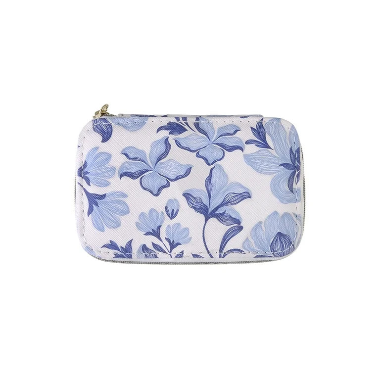 Time and Tru Oval Blue Floral Metal Bar Zipper Pull Jewelry Organizer | Walmart (US)