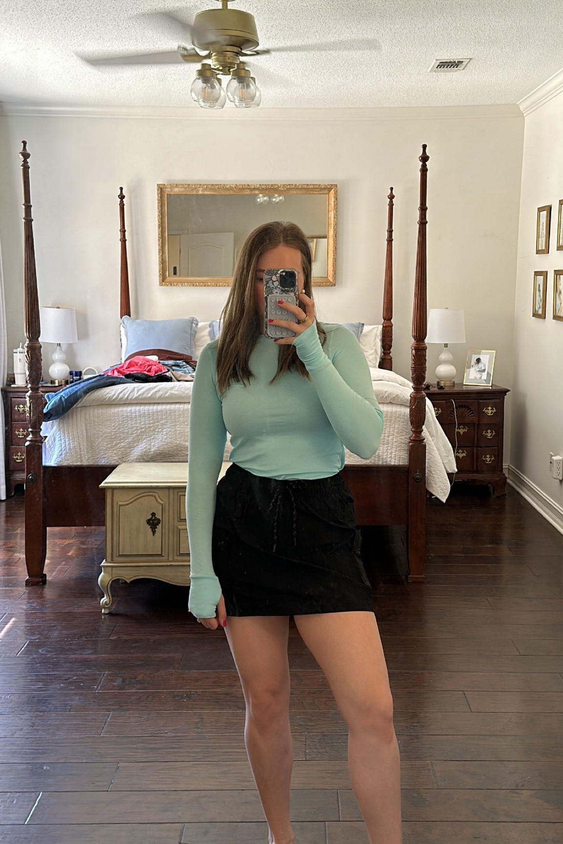 Walmart skort + buttery soft long sleeve tee! 
