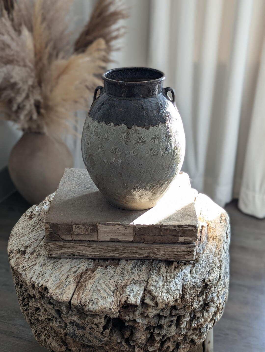 Vintage Glazed Vessel With Handles - Etsy | Etsy (US)