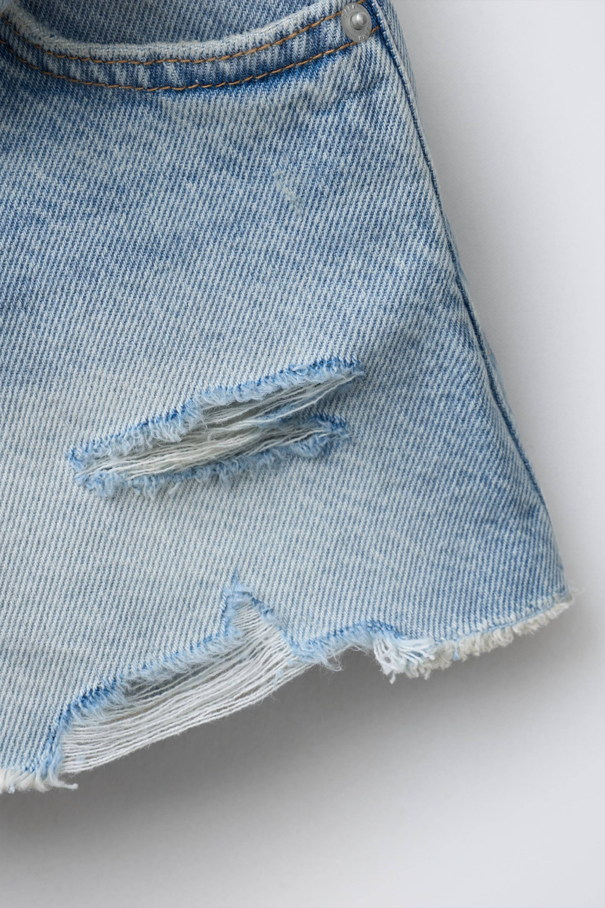 RIPPED DENIM BERMUDA SHORTS | Zara UK