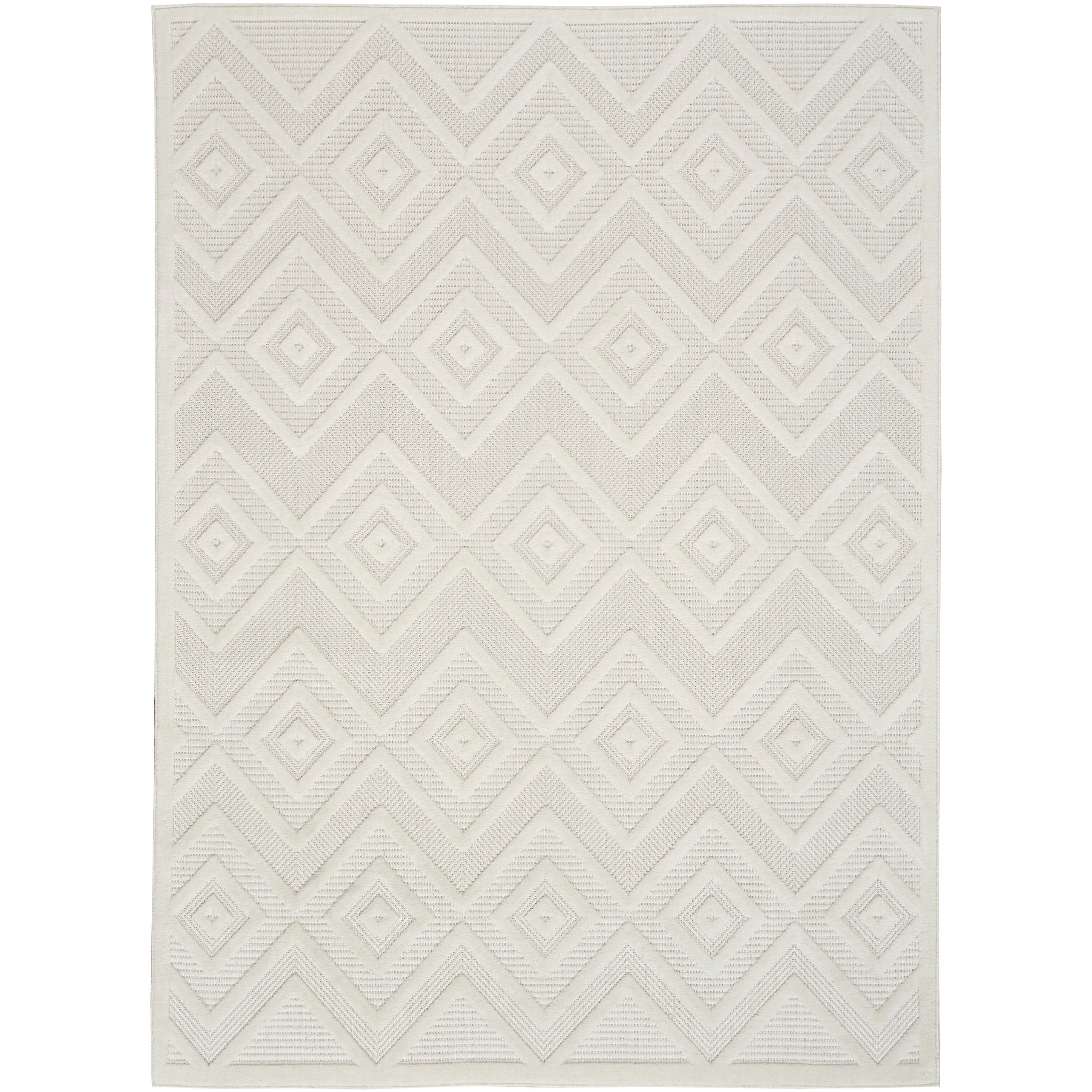 Nourison Versatile Indoor/Outdoor Geometric Flatweave Area Rug - 6' x 9' - Ivory/White | Overstock